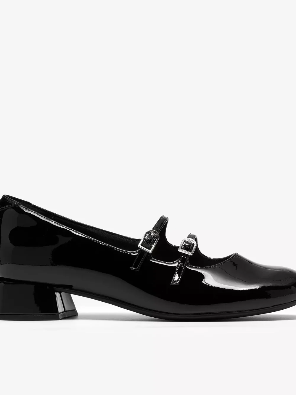 Clarks Black Patent Double-Strap Mary Jane Flats